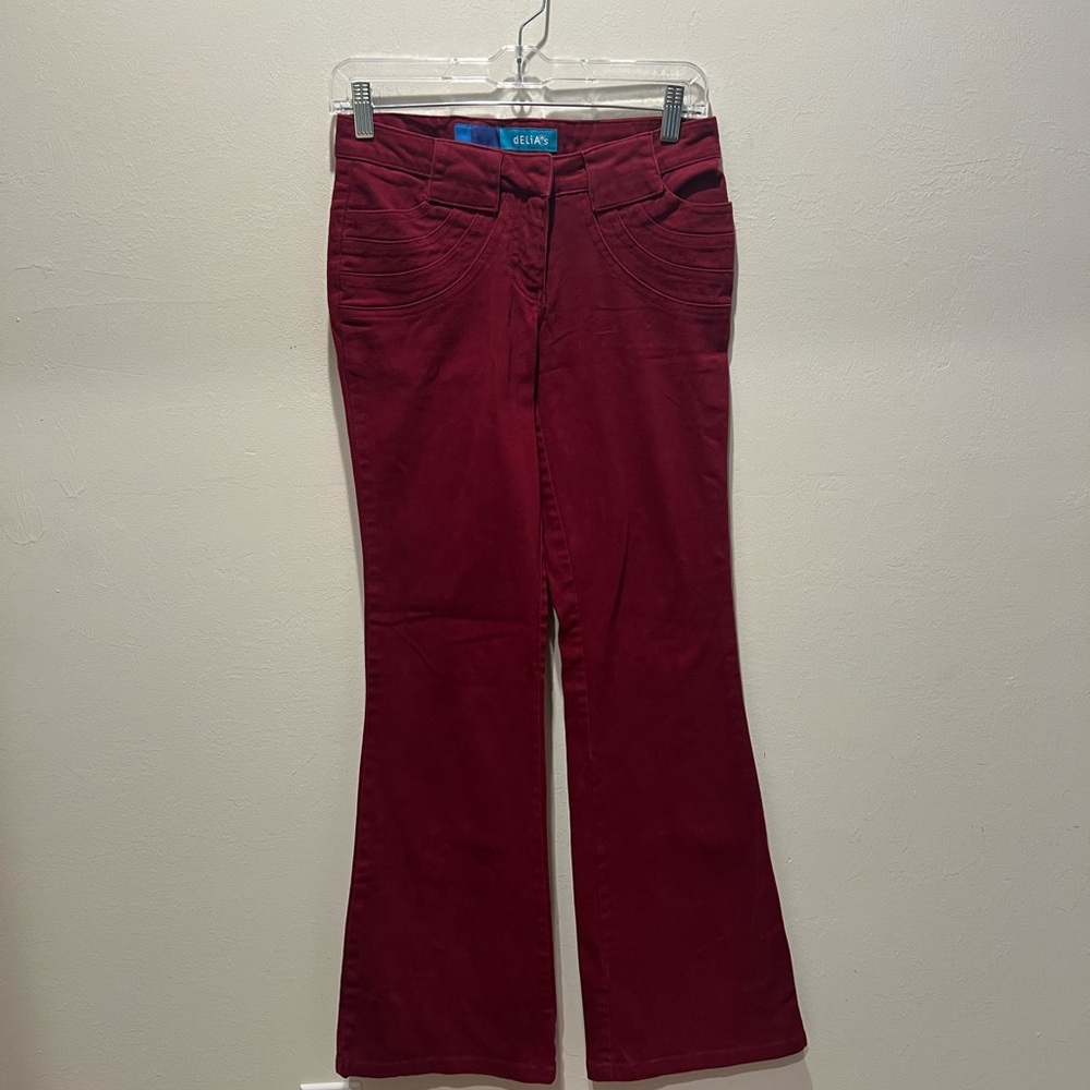 dELiA*s y2k Low Rise Flare Red Jeans